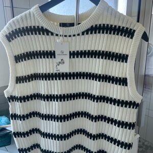 Black and White Striped Sleeveless Top